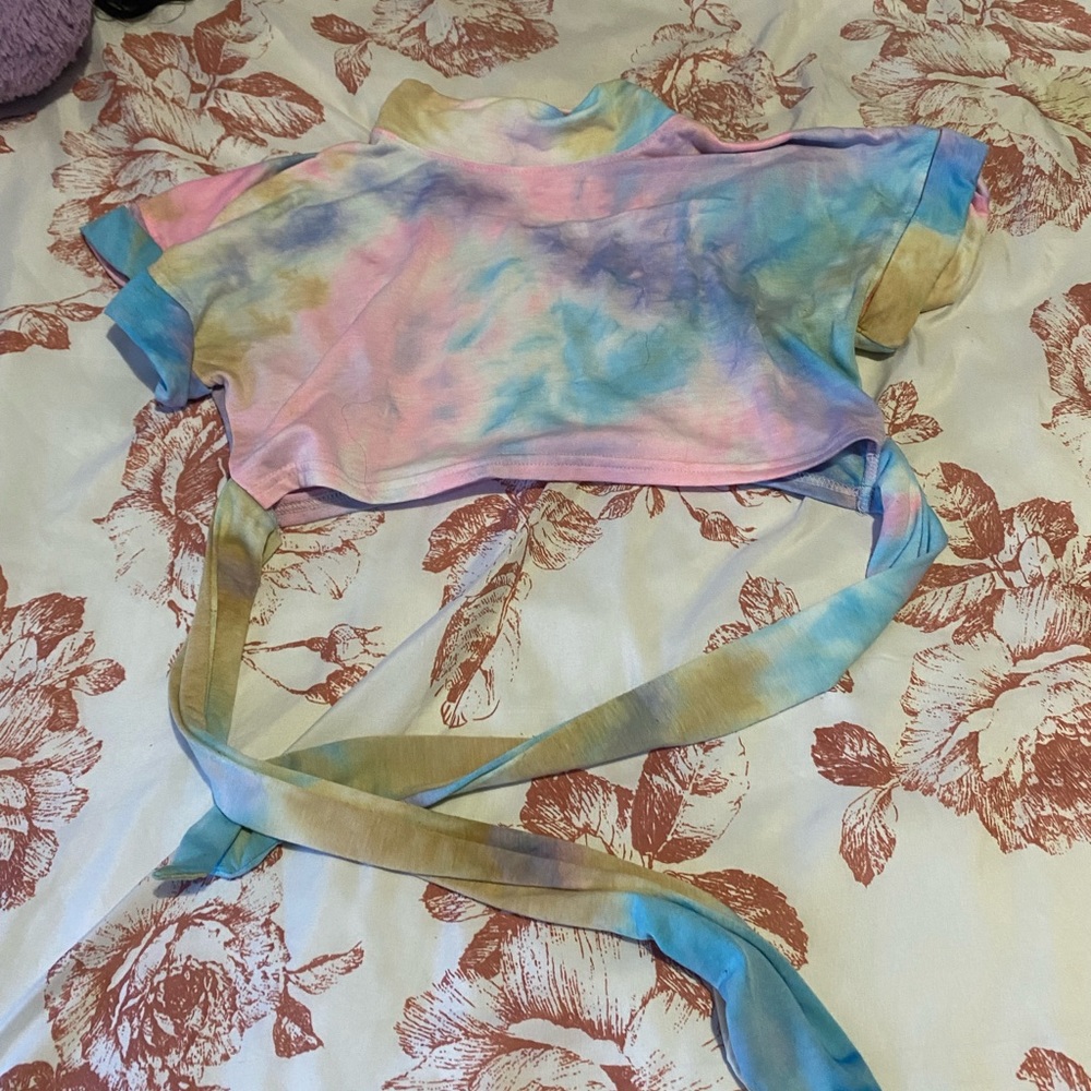 Tie dye tie-up crop top